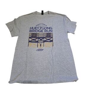 Gray Huey P Long Bridge Run T-Shirt